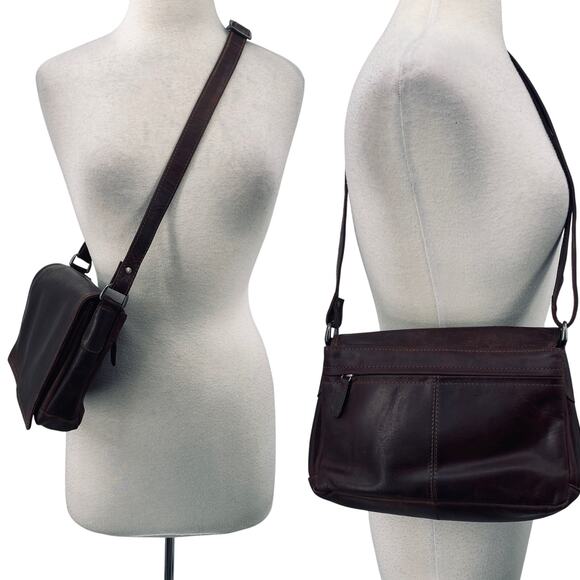 Vintage Adrian Klis Handcrafted Buffalo Leather Messenger Shoulder Bag Brown - Picture 1 of 16